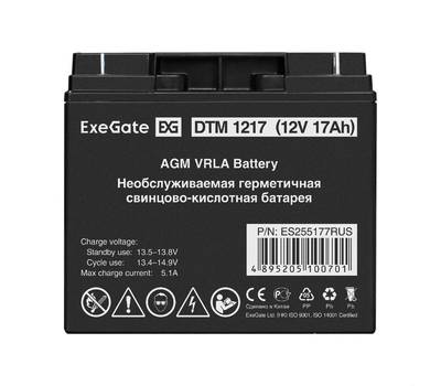 Батарея аккумуляторная EXEGATE DTM 1217 (12V 17Ah, клеммы F3 (болт М5 с гайкой))