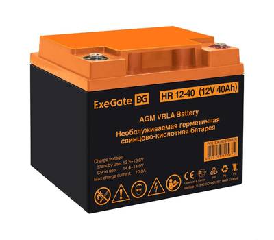 Батарея аккумуляторная EXEGATE HR 12-40 (12V 40Ah, под болт М6)