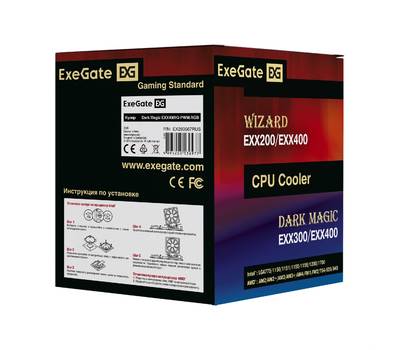 Кулеры для процессора EXEGATE EX293667RUS Dark Magic EXX400V2-PWM.RGB (Al+Cu,PWM, 4pin, 11-24db, 605