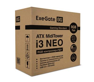 Компьютерный корпус EXEGATE EX296082RUS i3 NEO-EVO800 (ATX, EVO800RGB 12см, 2*USB+1*USB3.0)