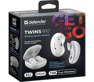 Гарнитура DEFENDER TWINS 910 WHITE 63910