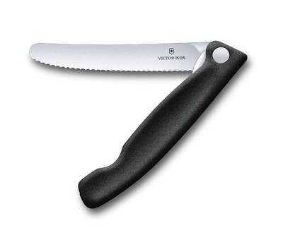 Нож кухонный VICTORINOX Classic (6.7191.F3) стальной столовый лезв.110мм серрейт. заточка черный.