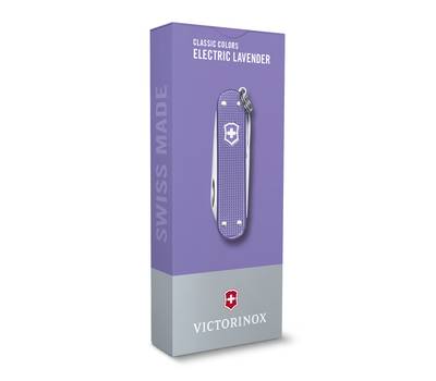 Нож перочинный VICTORINOX Electric Lavender (0.6221.223G) 58мм 7функц. карт.коробка.