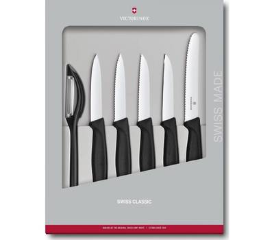 Набор ножей VICTORINOX 6 предметов, черный 6.7113.6G