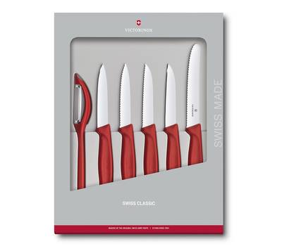 Набор ножей VICTORINOX 6.7111.6G 5 ножей + овощечистка красн