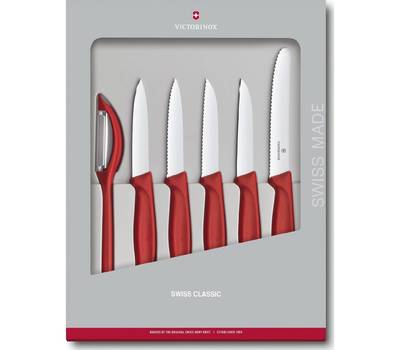 Набор ножей VICTORINOX 6.7111.6G 5 ножей + овощечистка красн