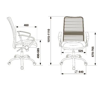 Офисное кресло БЮРОКРАТ CH-600SL-LOW черный TW-01 эко.кожа/сетка низк.спин. крестовина металл хром