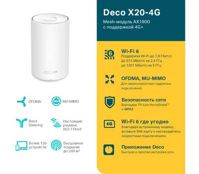 Роутер TP-LINK Deco X20-4G(1-pack)