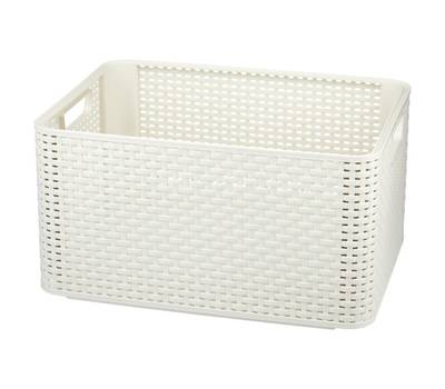 Корзина для хранения CURVER 03619-885 с крышкой RATTAN STYLE BOX L 30л кремовая (2)