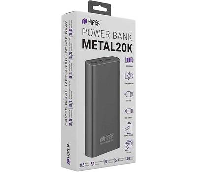 Power Bank HIPER METAL 20K SPACE GRAY 20000mAh 2.4A 2xUSB темно-серый