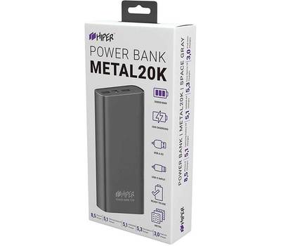 Power Bank HIPER METAL 20K SPACE GRAY 20000mAh 2.4A 2xUSB темно-серый