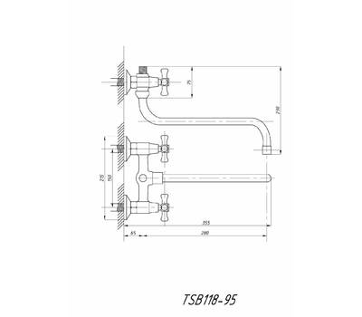 Смеситель для ванны TSARSBERG TSB-118-95