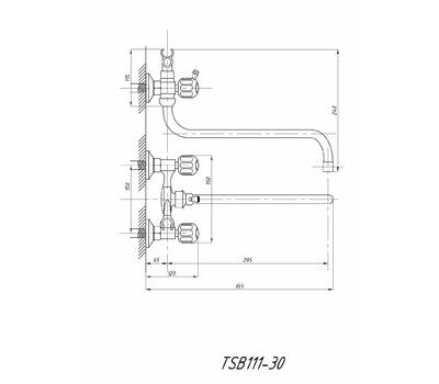 Смеситель для ванны TSARSBERG TSB-111-30