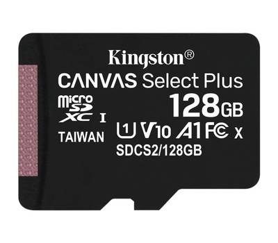 Карта памяти KINGSTON microSDXC 128GB Canvas Select Plus UHS-I U1, 100 Мб/с (class 10), SDCS2/128GBS