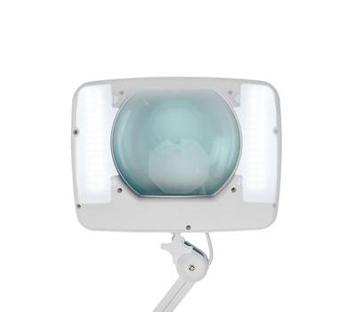 Лупа REXANT на струбцине , квадратная, 5D, с подсветкой 60 SMD LED, сенсорный регулятор яркости, бел