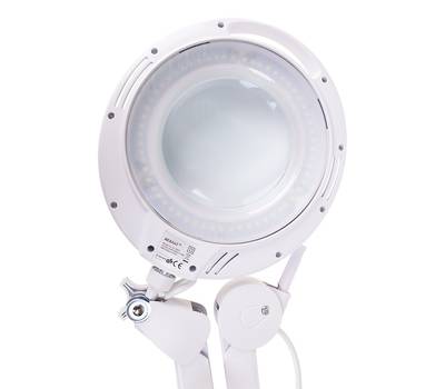 Лупа REXANT на струбцине , круглая, 3D, с подсветкой 60 LED, сенсорный регулятор яркости, белая 31-0