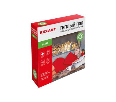 Пол теплый кабельный REXANT Slim RNB-128-2300 (2300Вт/128м/ S обогрева, м2: 12,5-14,5) (двухжильный)