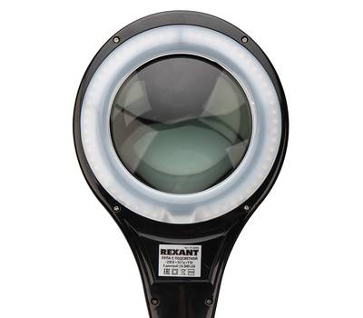 Лупа REXANT на струбцине , круглая, 5D, с подсветкой 56 SMD LED, черная 31-0406