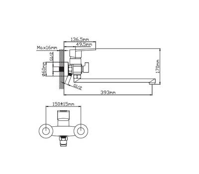 Смеситель для ванны Potato P2230-7