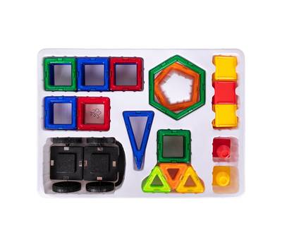 Конструктор BRAUBERG BIG MAGNETIC BLOCKS-64, 64 детали, с колесной базой, BRAUBERG KIDS, 663847