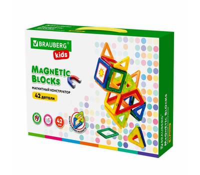 Конструктор BRAUBERG BIG MAGNETIC BLOCKS-42, 42 детали, BRAUBERG KIDS, 663846