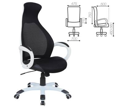 Офисное кресло BRABIX Genesis EX-517, пластик белый, ткань/экокожа/сетка черная
