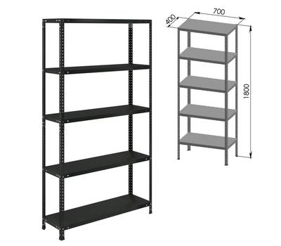 Стеллаж BRABIX ГРАФИТ MS KD-180/40/70-5