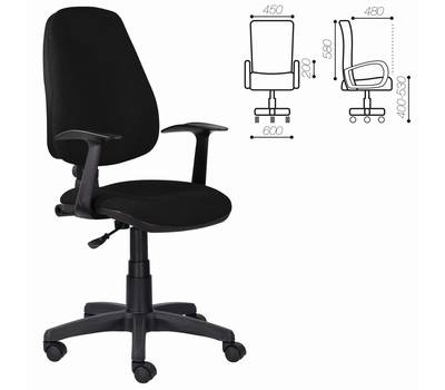 Офисное кресло BRABIX "Comfort MG-321", регулируемая эргономичная спинка, ткань, черное, 532556