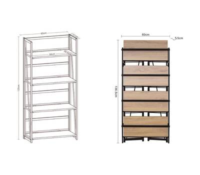 Стеллаж BRABIX LOFT SH-001", 600х300х1250 мм, складной, цвет морёный дуб, 641228