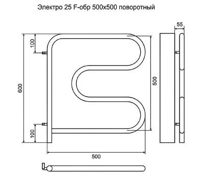 Полотенцесушитель Terminus F-образный 500x500 поворотный