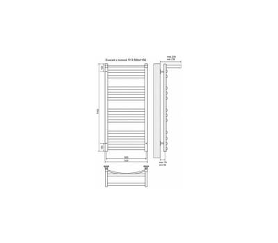 Полотенцесушитель Terminus Енисей П13 500x1100 с полкой, ТЭН HT-1 300W, левый/правый