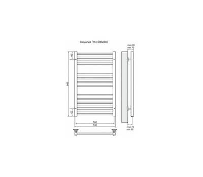 Полотенцесушитель Terminus Сицилия П14 500x846, ТЭН HT-1 300W, левый/правый