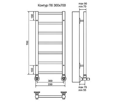 Полотенцесушитель Terminus Контур П6 300x700