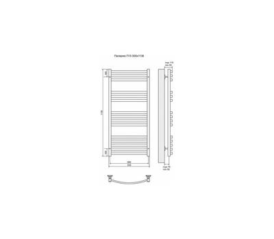 Полотенцесушитель Terminus Палермо П15 500x1136, ТЭН HT-1 300W, левый/правый