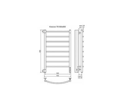 Полотенцесушитель Terminus Классик П8 500x850, черный (RAL 9005 матовый)