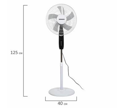 Вентилятор бытовой SONNEN 3 режима, пульт ДУ, SONNEN TF-45W-40-520, d=40 см, 45 Вт, белый, 454788, F