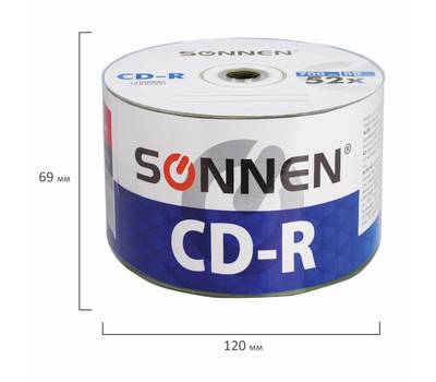 Диски для ПК SONNEN 700 Mb 52x Bulk (термоусадка без шпиля), КОМПЛЕКТ 50 шт., 512571