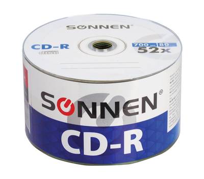 Диски для ПК SONNEN 700 Mb 52x Bulk (термоусадка без шпиля), КОМПЛЕКТ 50 шт., 512571