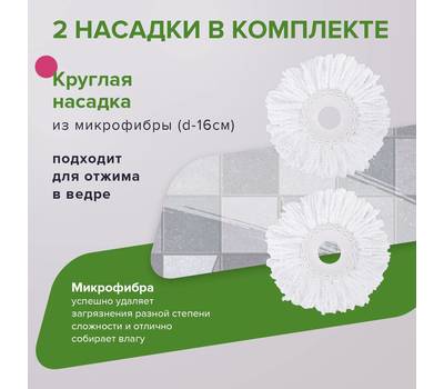 Швабра для пола LAIMA 7 л/5 л TONE MOP, две насадки в комплекте, бежевый, 607488