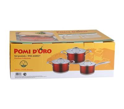 Набор кастрюль Pomi d'Oro PSS-640027 Prezioso 20см, 24см и соусник 16см с крышками