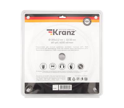Диск пильный Kranz 305 мм х 60 зуб х 32/30 мм Kranz KR-92-0135