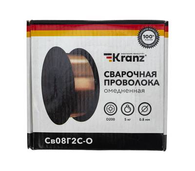 Проволока сварочная омедненная Kranz Св08Г2С-О (ER70S-6; SG2) 5 кг 0,8 мм D200