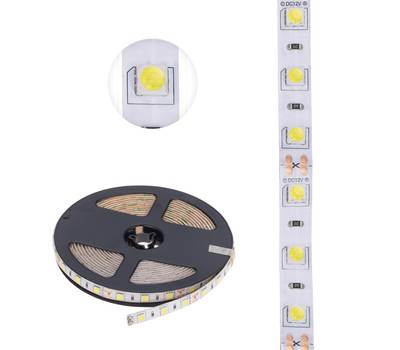 Лента светодиодная LAMPER 141-2027 12В, SMD5050, 14,4Вт/м, 60 LED/м, 6500К, 10мм, 5м, для БП с клемм