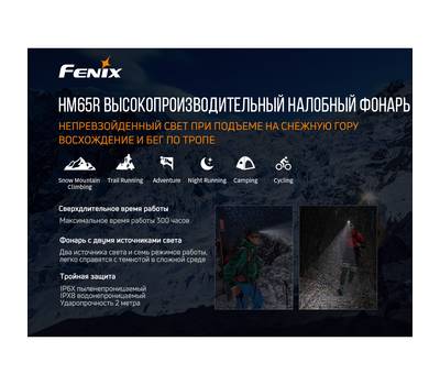 Фонарь налобный Fenix HM65R 1400 лм, аккумулятор