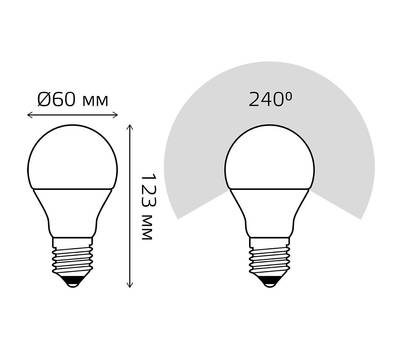 Лампа светодиодная GAUSS Gauss 16Вт цок.:E27 шар 220B 3000K св.свеч.бел.теп. A60 (упак.:10шт) (10250