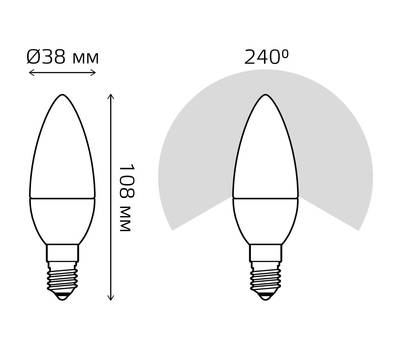 Лампа светодиодная GAUSS Gauss Elementary 10Вт цок.:E14 свеча 220B 3000K св.свеч.бел.теп. C37 (упак.