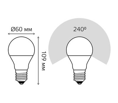 Лампа светодиодная GAUSS A60 12Вт цок.:E27 шар 220B 3000K св.свеч.бел.теп. A60 (упак.:10шт) (1025021