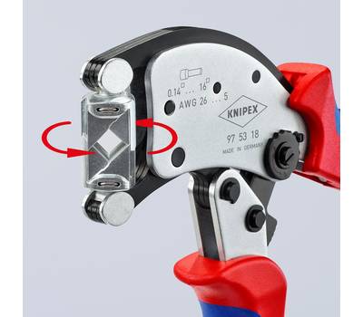 Пресс-клещи KNIPEX Twistor®16 для контактных гильз DIN 46228 1+4, обжим: квадрат, поворот 360°, 0.14