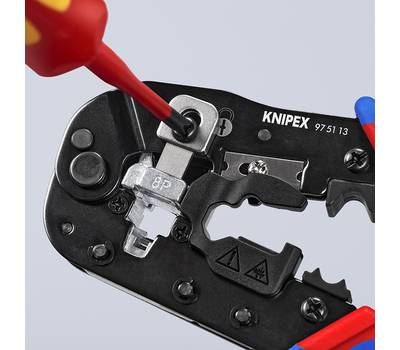 Пресс-клещи KNIPEX для штекеров RJ 45 3-в-1, кол-во гнёзд: 1, 8-пин 8P8C, резка и зачистка кабеля, 1