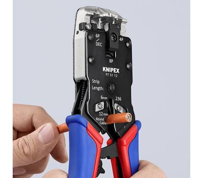 Пресс-клещи KNIPEX KN-975112SB для штекеров RJ, 3 гнезда, RJ 10 (4-pin), RJ 11/12 (6-pin), RJ 45 (8-